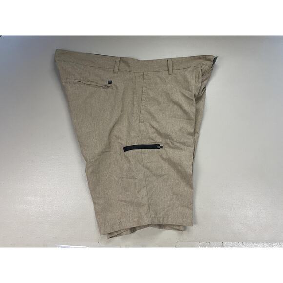 Burnside Shorts Mens 40 Beige Khaki Chino Flat Front Zip Pocket Stretch (42x10) - Picture 5 of 14